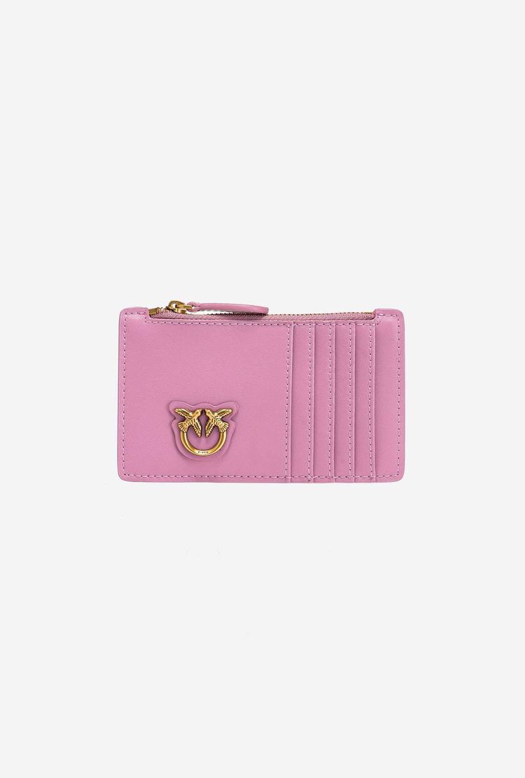 Women's Pinko Zipped Card Holder Purses Pink Gold | Canada-75162489