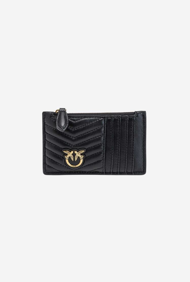 Women's Pinko Zipped Card Holder Purses Black Gold | Canada-81975329